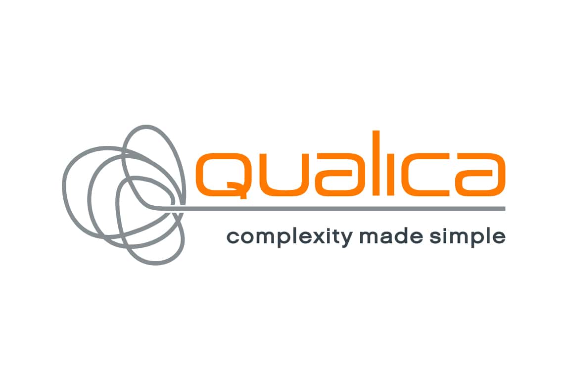 Qualica logo with slogan on white Qualica logo colour