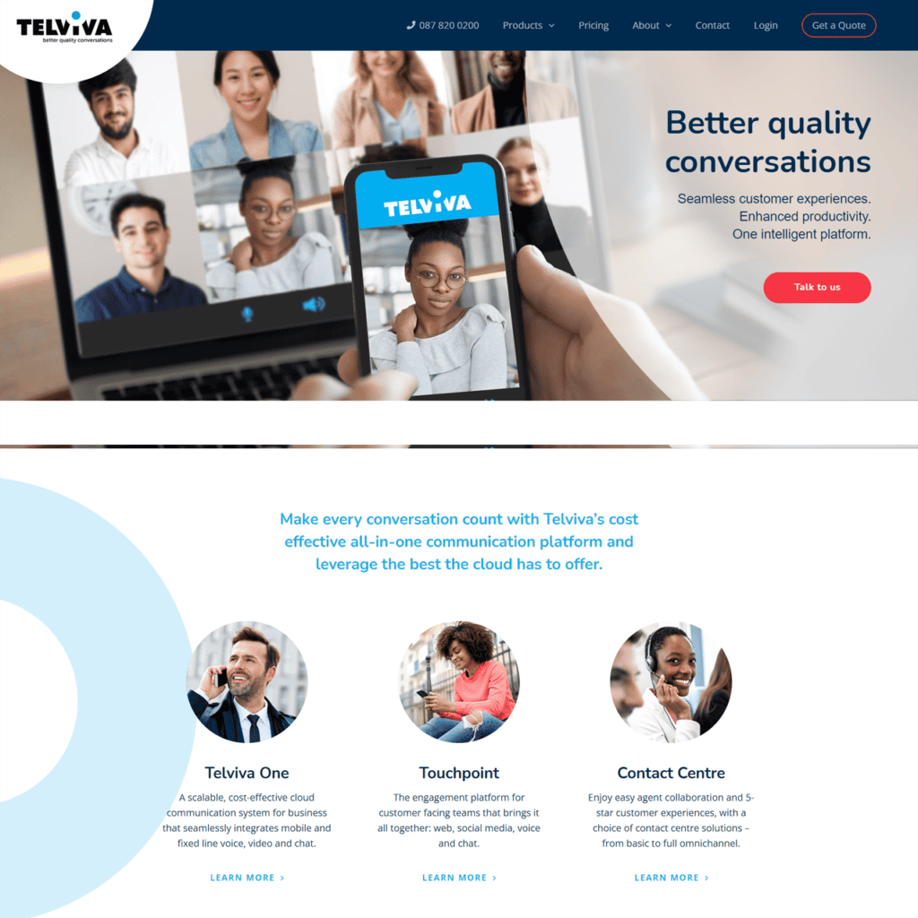 Using integrated marketing and communications for brand elevation and lead generation Telviva old website