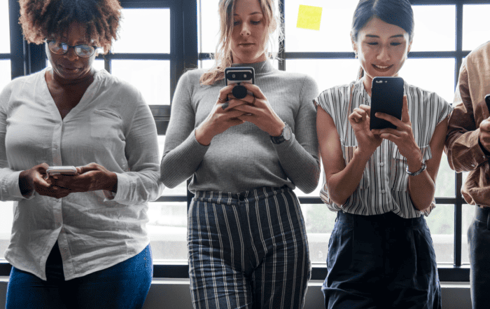 people using phones