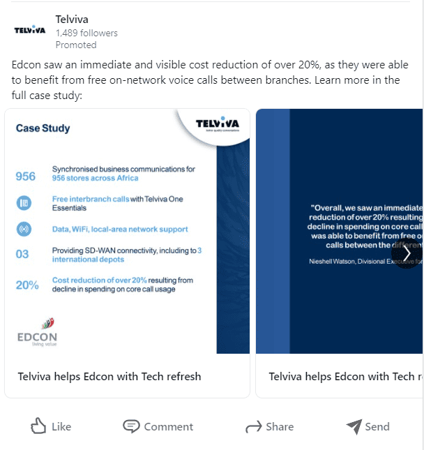 Brand elevation among high-value audiences through targeted LinkedIn advertising Telviva linkedin case study example